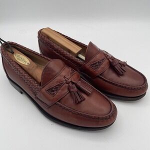 Allen‎ Edmonds Maxfield 7.5D Chili Leather Tassel Weave Loafers USA Vintage